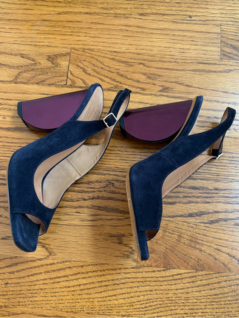 Dries Van Noten Blue Suede Purple Heel Slingback - Picture 7 of 13